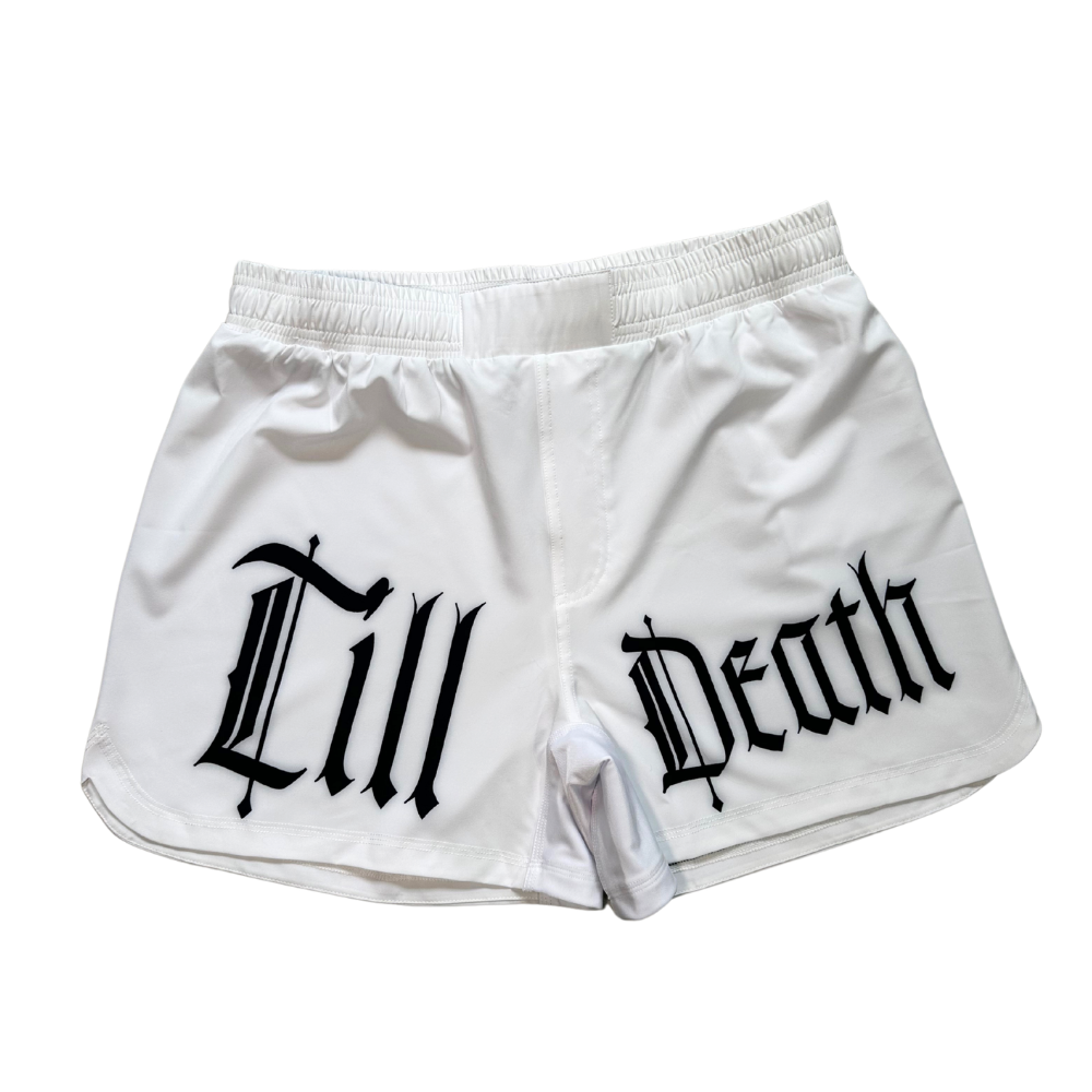 TILL DEATH WHITE GRAPPLING SHORTS