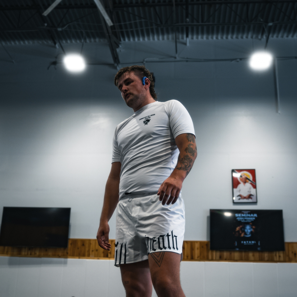 TILL DEATH WHITE GRAPPLING SHORTS